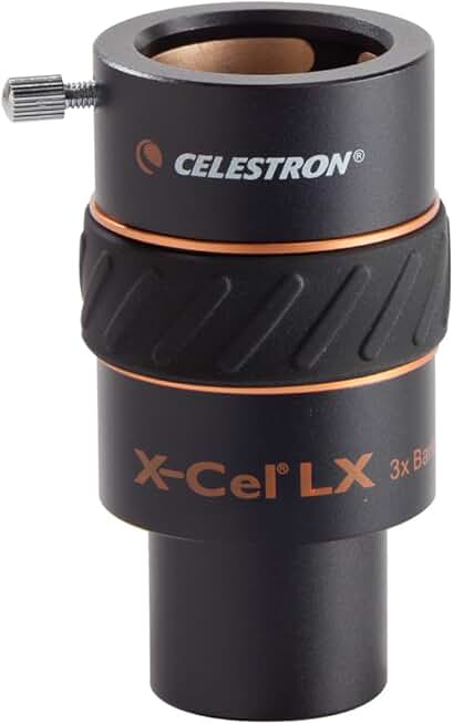 Celestron 1.25 Inch X-Cel LX 3X Barlow Lens, Black