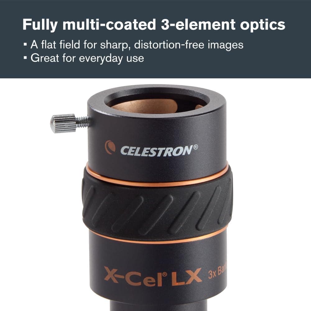 Celestron 1.25 Inch X-Cel LX 3X Barlow Lens, Black 6