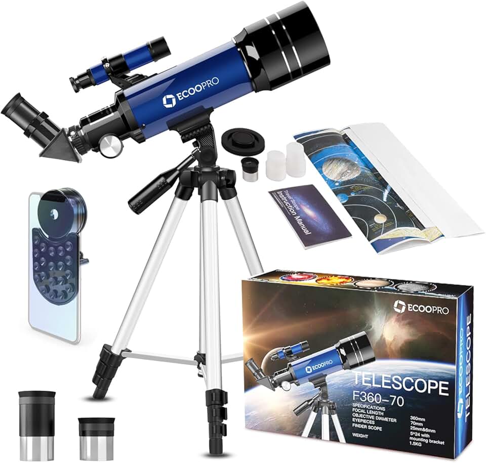 Telescope for Kids & Adults, 70mm Aperture 360mm Refractor (15X-150X) Telescope