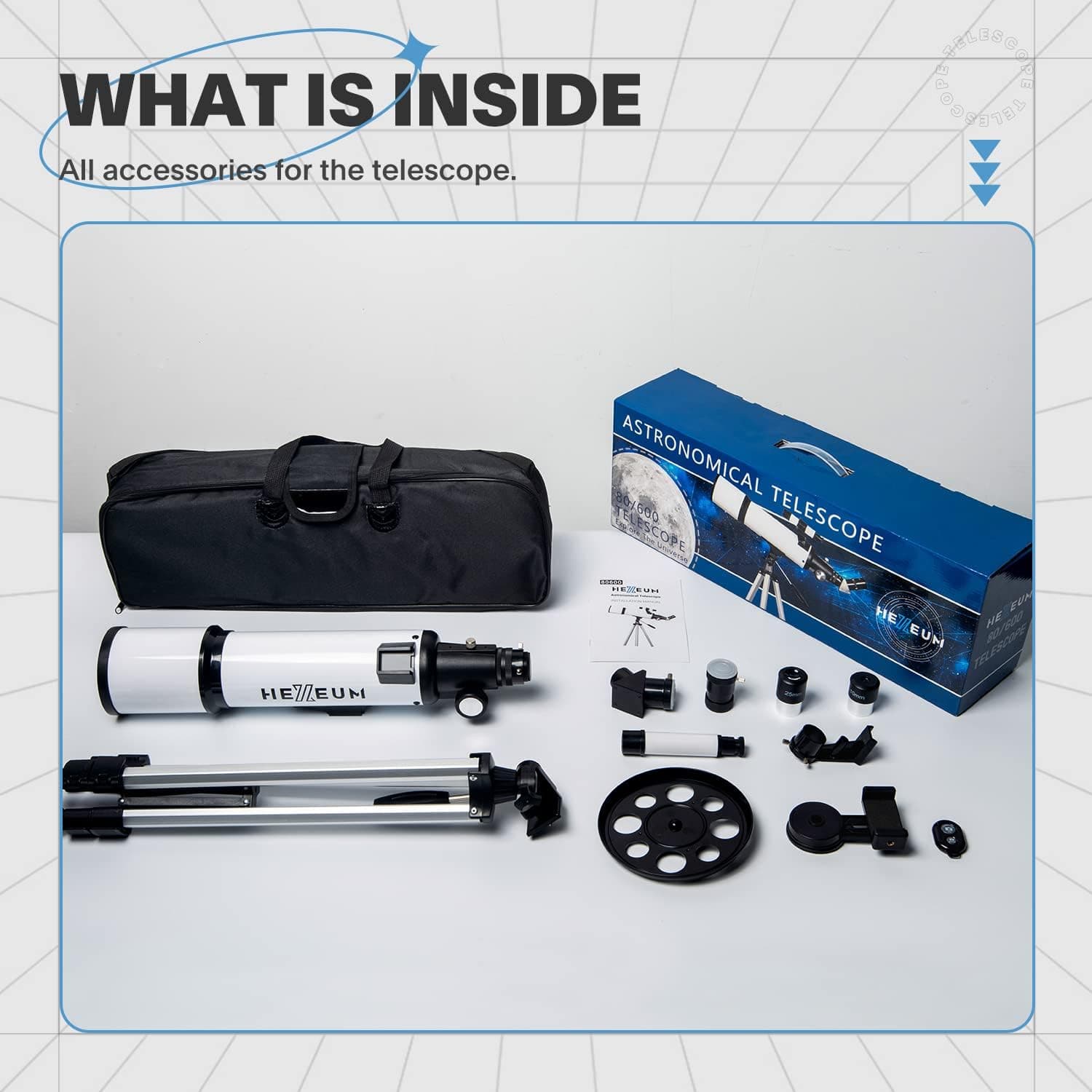 Telescope 80mm Aperture 600mm - Astronomical Portable Refracting Telescope Fully 7