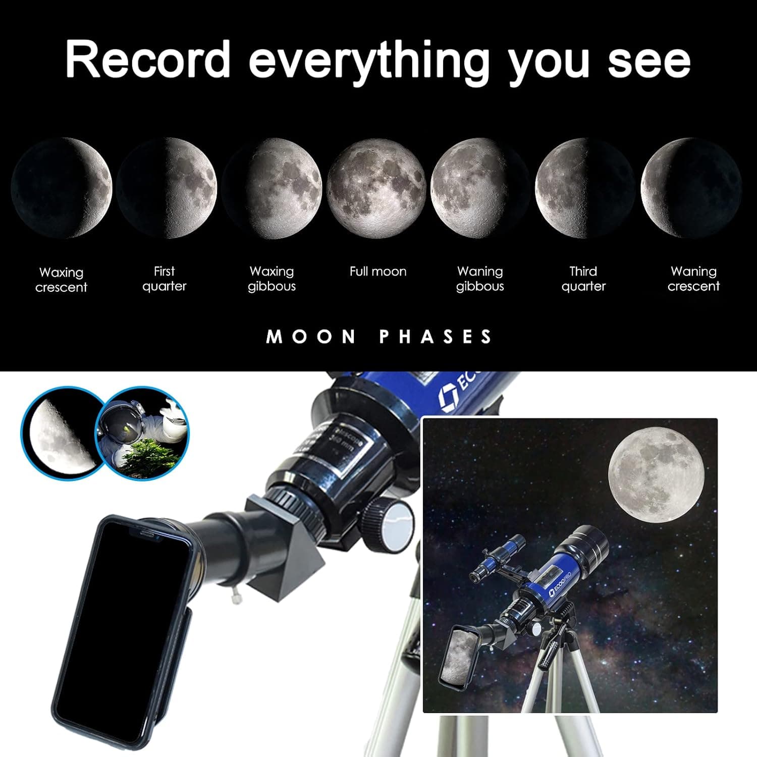 Telescope for Kids & Adults, 70mm Aperture 360mm Refractor (15X-150X) Telescope 3