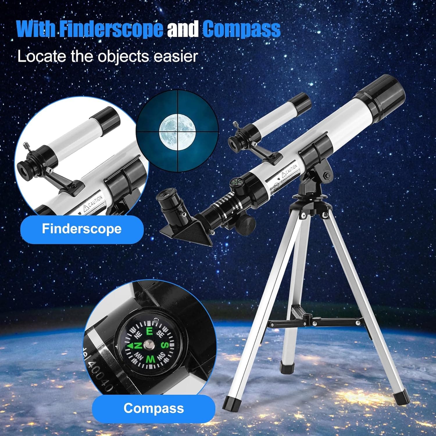 Telescope for Kids & Beginners 40mm Aperture 400mm AZ Mount Astronomical Refract 3