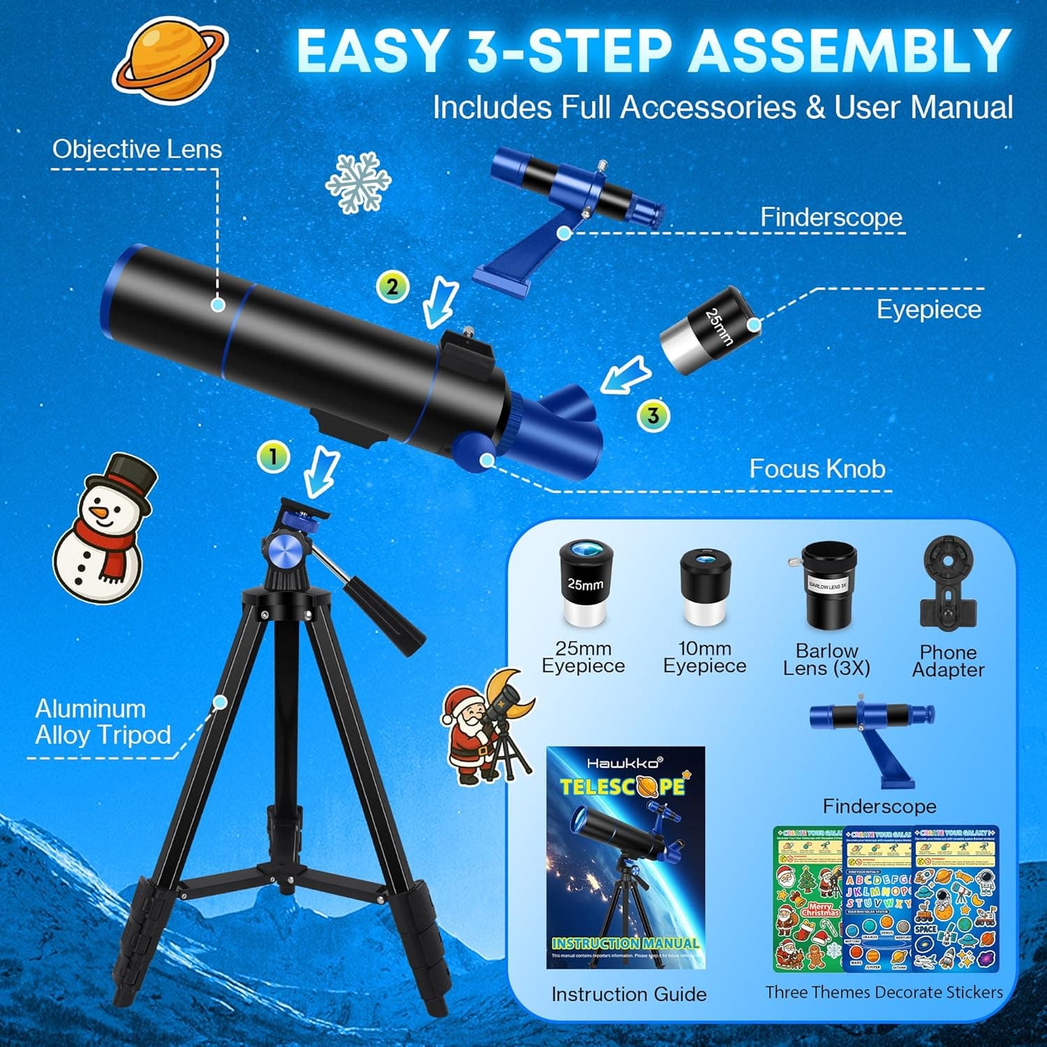 Hawkko Telescope for Adults & Kids Beginners 6