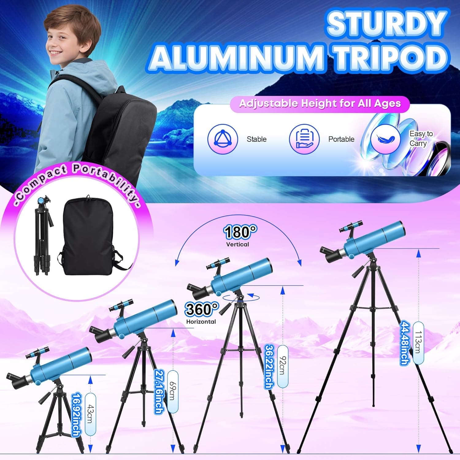 Telescope for Adults & Kids, 80mm Aperture 500mm (20X-150X) Professional Refract 5