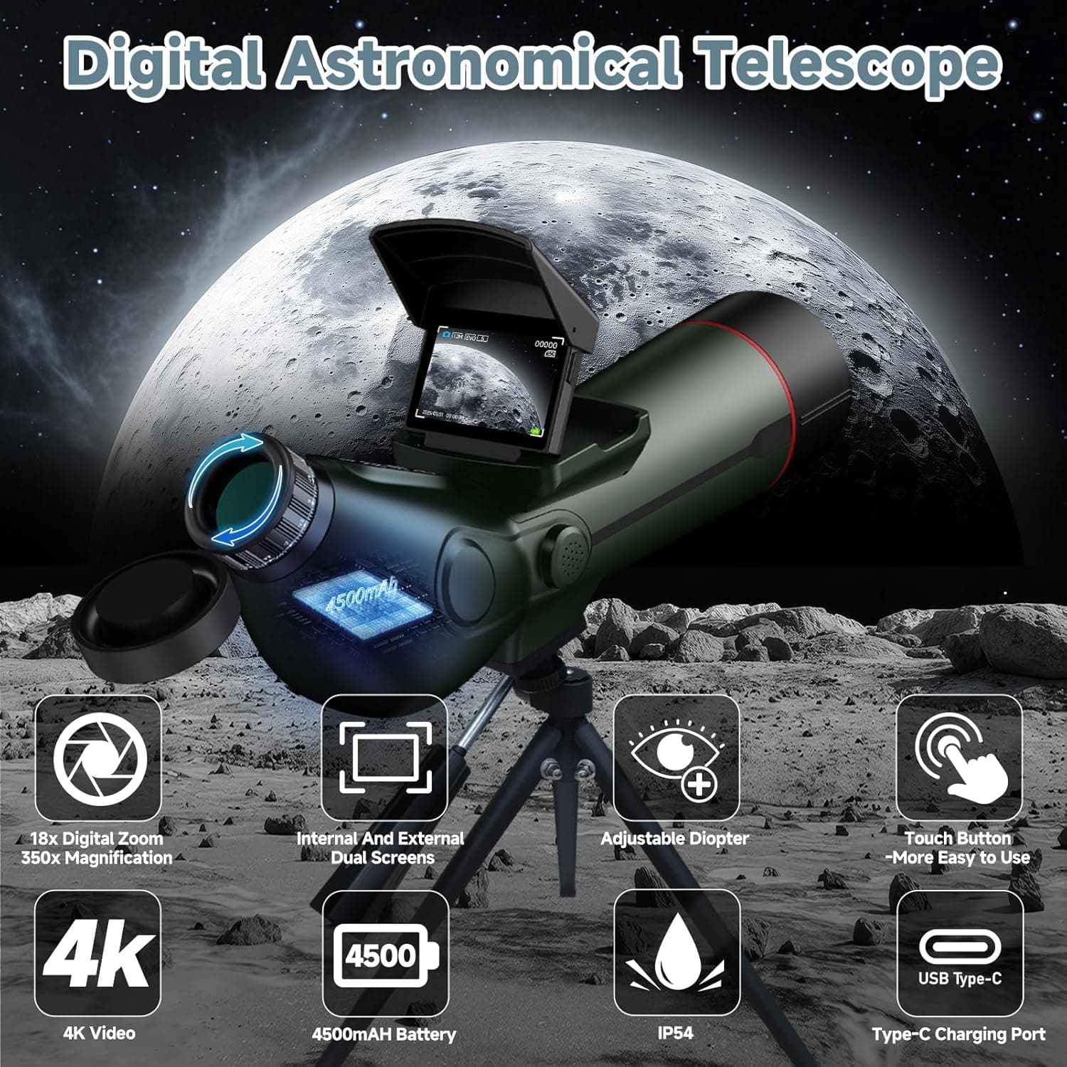 Smart Telescope, Professional Refractor Auto-focus Portable Digital Electronic T 2
