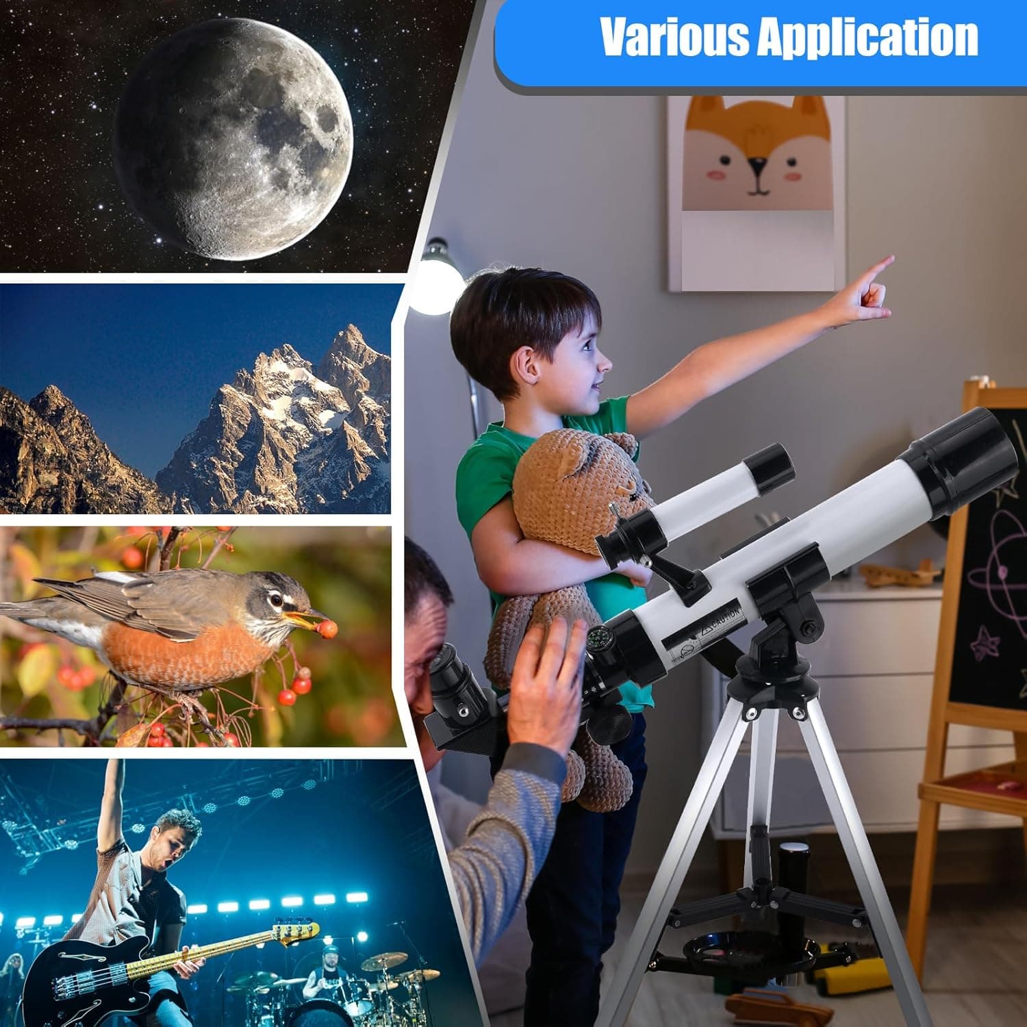Telescope for Kids & Beginners 40mm Aperture 400mm AZ Mount Astronomical Refract 6