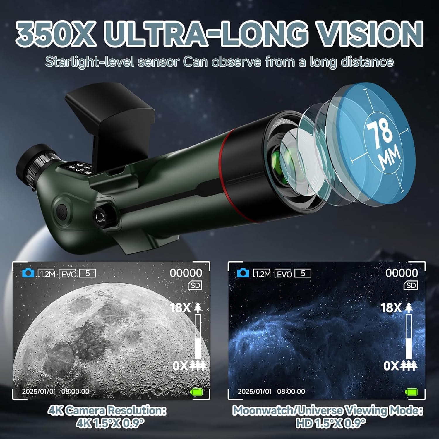 Smart Telescope, Professional Refractor Auto-focus Portable Digital Electronic T 5