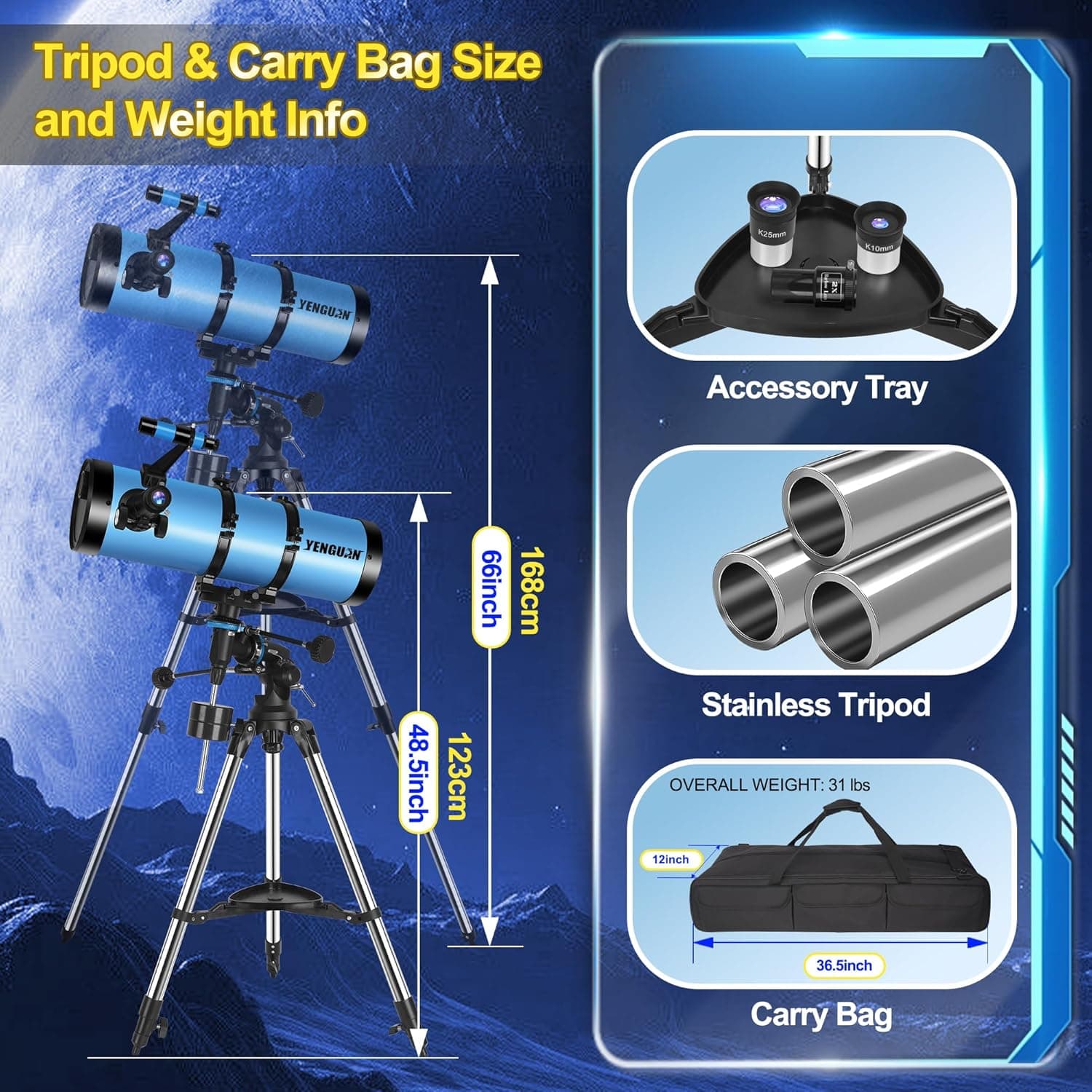 Telescope150EQ for Adults High Powered 4