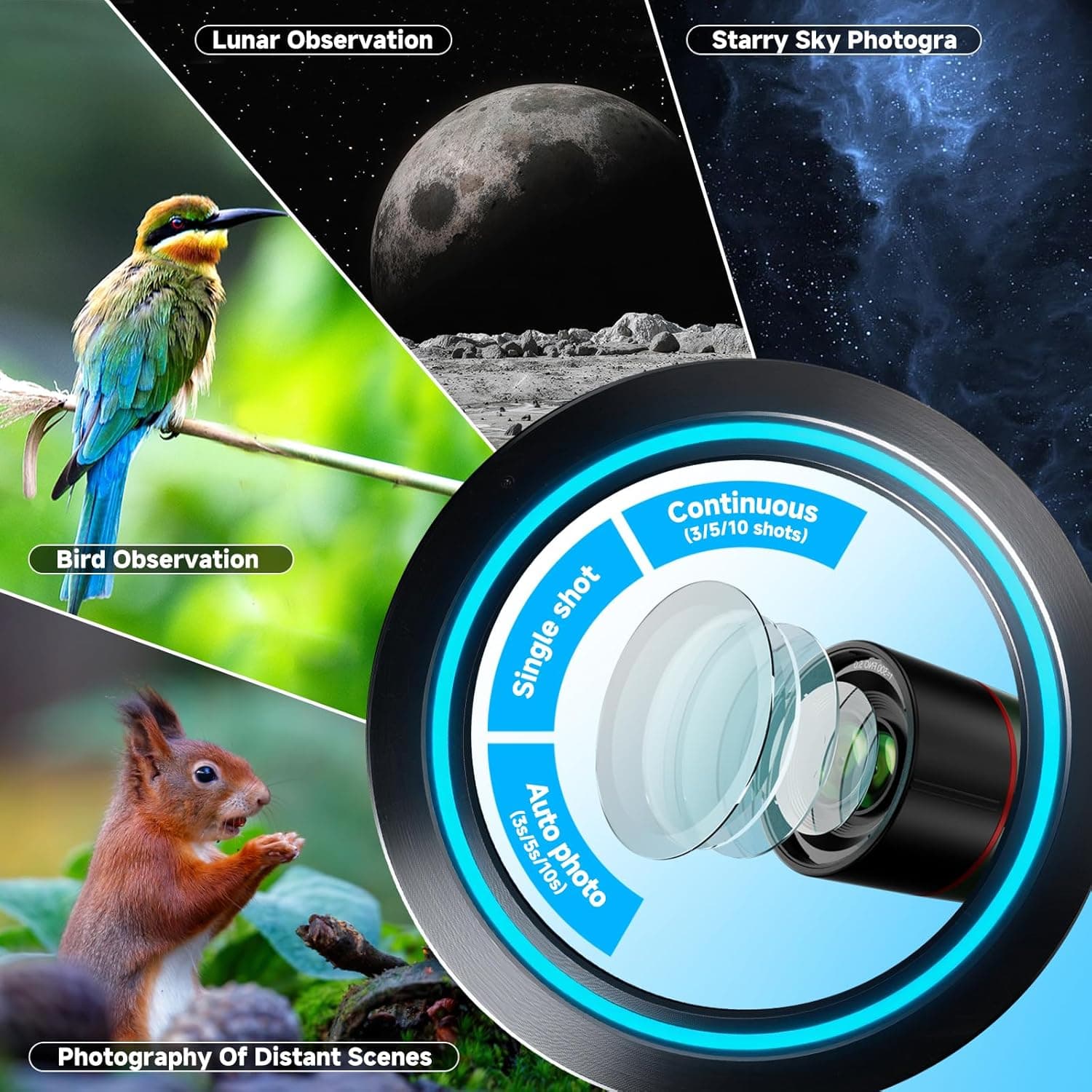 Smart Telescope, Professional Refractor Auto-focus Portable Digital Electronic T 8