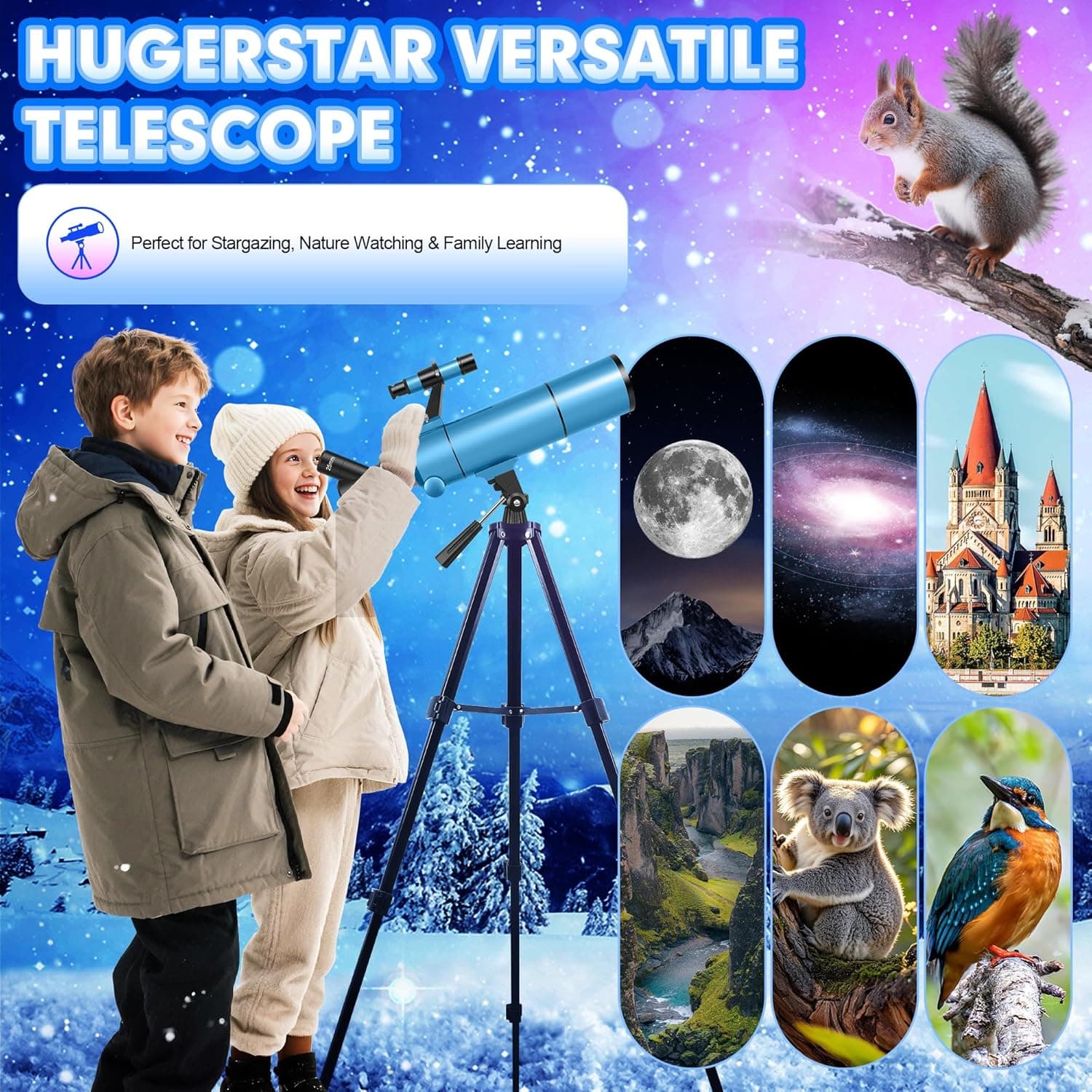 Telescope for Adults & Kids, 80mm Aperture 500mm (20X-150X) Professional Refract 7